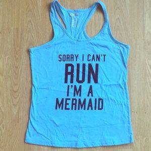 Light blue mermaid athletic tank top